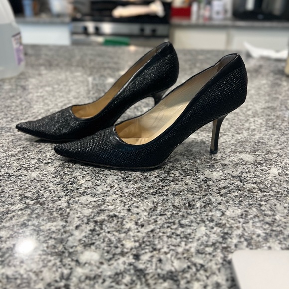 Jimmy Choo London Black Snake Embossed Heels Size 37 - Picture 9 of 13